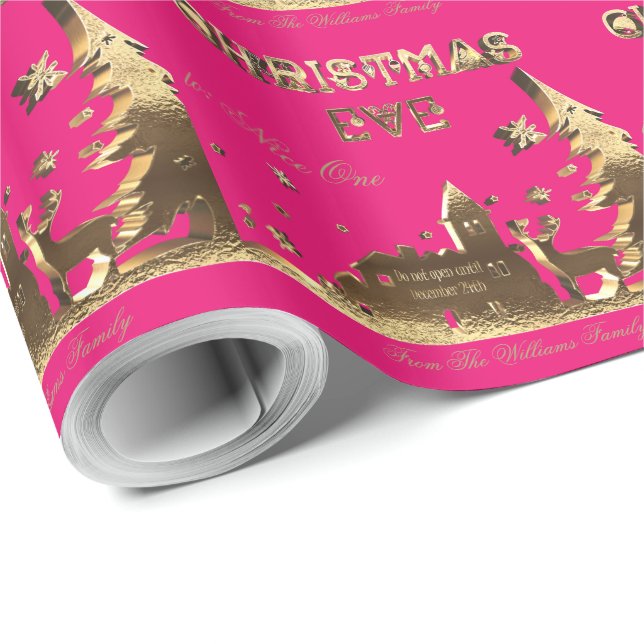 Papier Cadeau N'ouvrez pas avant Noël Eve Bright Pink (Coin rond)
