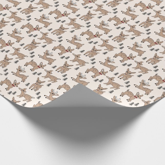 Papier Cadeau Novelle de Noël des Cerfs Vintages (Coin)