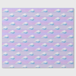 Papier Cadeau Nuage 9 Nuageux Violet et Bleu
