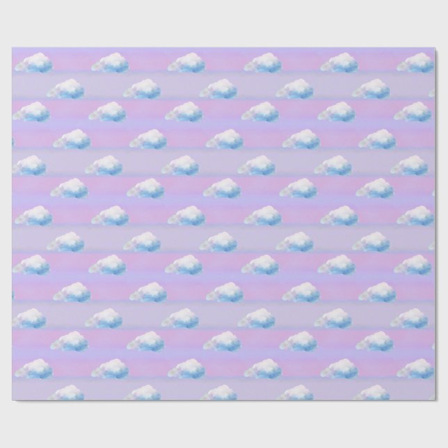 Papier Cadeau Nuage 9 Nuageux Violet et Bleu (Plat)