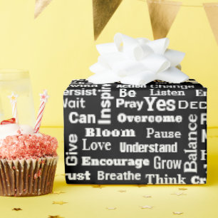 Papier Cadeau Nuage de mots positif sur noir