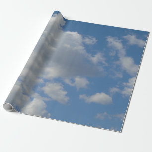 Papier Cadeau Nuages blancs/gris et papier d'enveloppement du ci