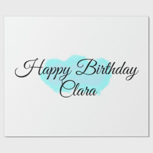 Papier Cadeau Nuages bleu vert pastel heureux anniversaire enfan