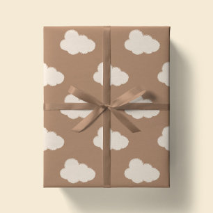 Papier Cadeau Nuages Boho Ciel Simple Enfants Neutre Tan