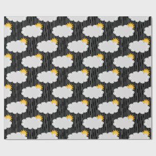 Papier Cadeau Nuages de soleil pluvieux Design Motif noir