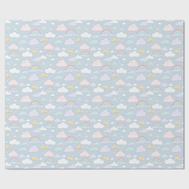 Papier Cadeau Nuages et arcs-en-ciel (Plat)