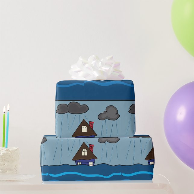 Papier Cadeau Nuages foncés de la maison inondés (Créateur téléchargé)