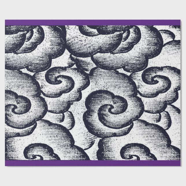 Papier Cadeau NUAGES JAPONAIS FINITION VIOLETTE (Plat)
