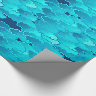 Papier Cadeau Nuages japonais, même le ciel, la turquoise et