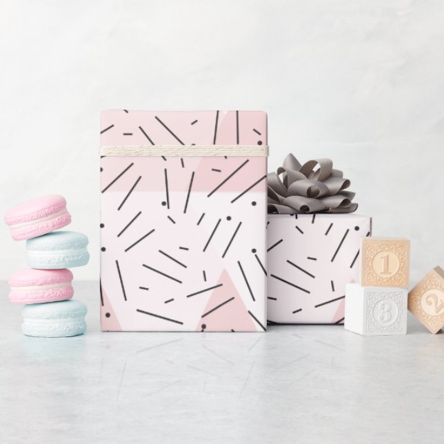 Papier Cadeau Nuances de rose vif triangle Abstrait (Baby Shower)