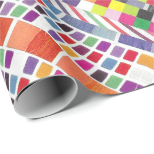 Papier Cadeau Nuances rouges et pixels colorés