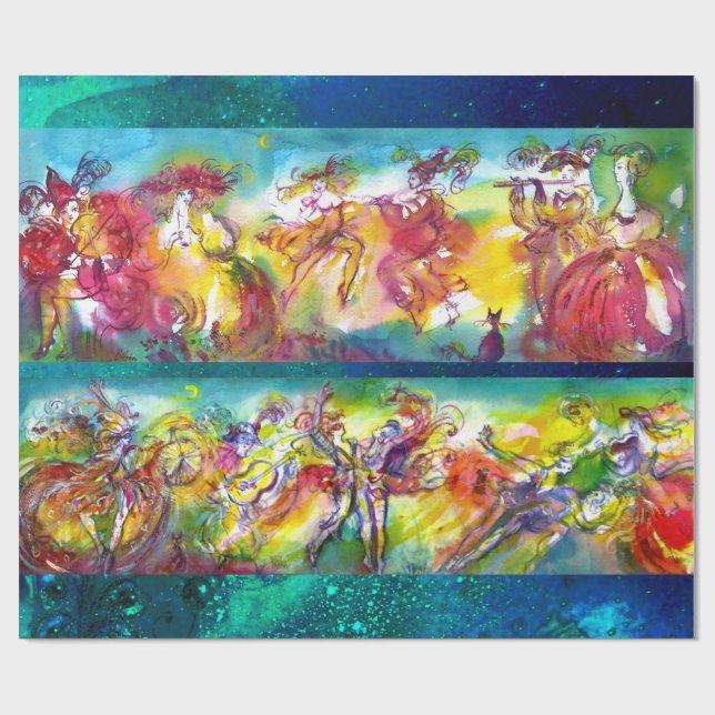 Papier Cadeau NUIT CARNAVALE / Musique de danse mascarade véniti (Plat)