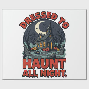 Papier Cadeau Nuit de costume de cimetière ensorcelé d'Halloween