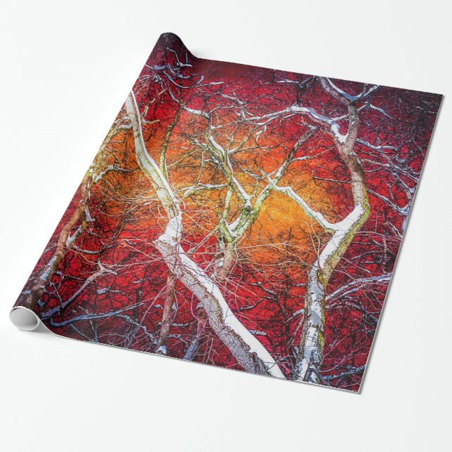 Papier Cadeau Nuit d'hiver rouge (Déroulé)