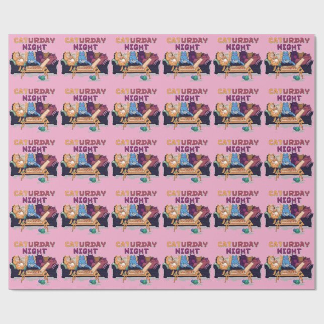 Papier Cadeau Nuit du Caturday (Plat)
