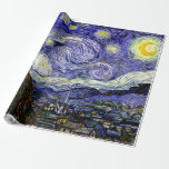 Papier Cadeau Nuit étoilée de Van Gogh, 1889<br><div class="desc">Largement acclamé comme le magnum opus de Van Gogh, le tableau représente la vue de la nuit devant sa salle de sanatorium, bien qu'il ait été peint de mémoire pendant la journée. Image du domaine public. Communiquez avec Motifs & Peintures & Graphiques pour toute demande spéciale. © Copyright 2020 P.D.,...</div>