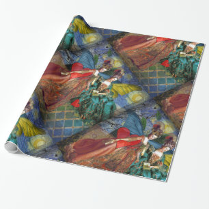 Papier Cadeau Nuit étoilée Demoiselles Rococo Ailes de Papillon 