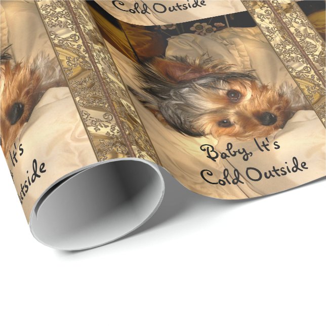 Papier Cadeau Nuits d'hiver Yorkie Elegant (Coin rond)