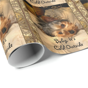 Papier Cadeau Nuits Yorkie d'hiver 15 pieds de