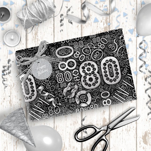 Papier Cadeau Numéro d'anniversaire Nuage de mot 80 D ID270 (Créateur téléchargé)