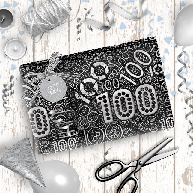 Papier Cadeau Numéro d'anniversaire Nuage de mot Cent D ID270 (Créateur téléchargé)