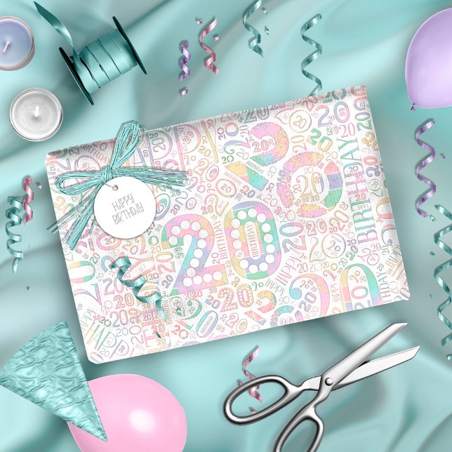 Papier Cadeau Numéro d'anniversaire Nuage de mot Vingt A ID270 (Créateur téléchargé)