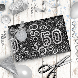 Papier Cadeau Numéro d'anniversaire Nuage de mots Cinquante D ID