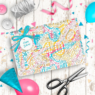 Papier Cadeau Numéro d'anniversaire Nuage de mots Quarante B ID2