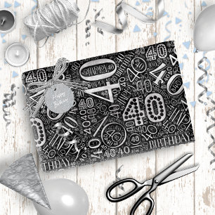 Papier Cadeau Numéro d'anniversaire Nuage de mots Quarante D ID2