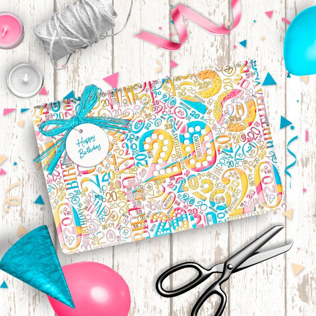 Papier Cadeau Numéro d'anniversaire Nuage de mots Vingt B ID270 (Créateur téléchargé)