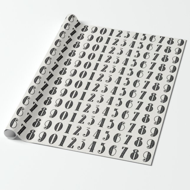 Papier Cadeau Numéros Typographie Art Cadeau (Déroulé)