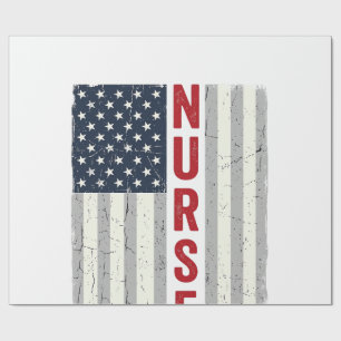 Papier Cadeau Nurse Drapeau Américain Vintage Gravure Design de