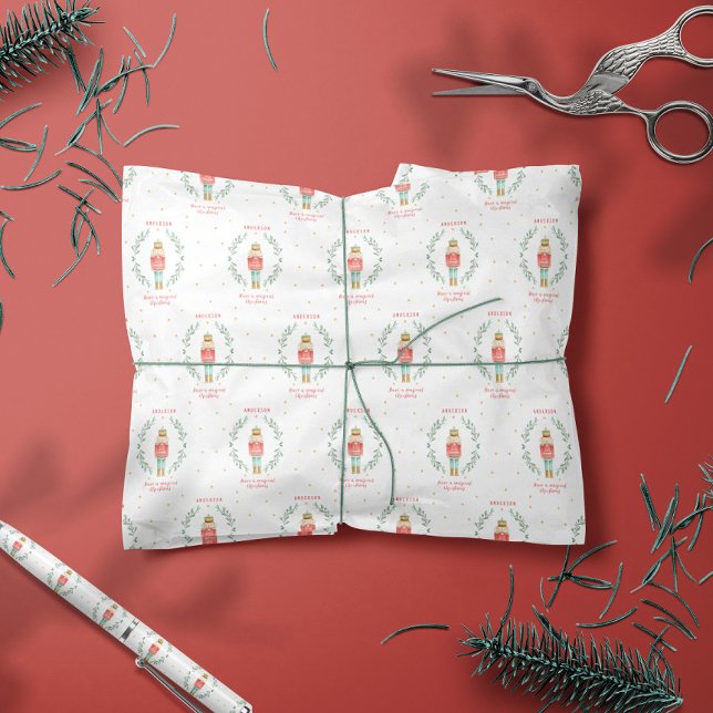 Papier Cadeau Nutcracker aquarelle botanique mignon fils de Noël (Créateur téléchargé)