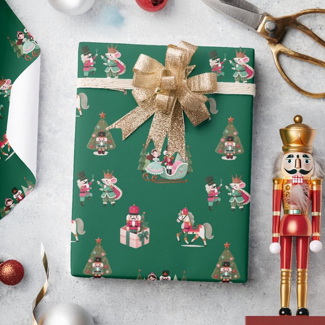 Papier Cadeau Nutcracker Festive traditionnel Noël (Nutcracker Festive Traditional Christmas Holiday Wrapping Paper)