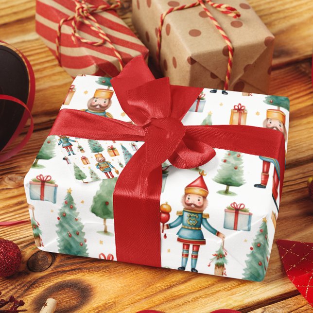 Papier Cadeau Nutcracker présente et la verdure de Noël (Créateur téléchargé)