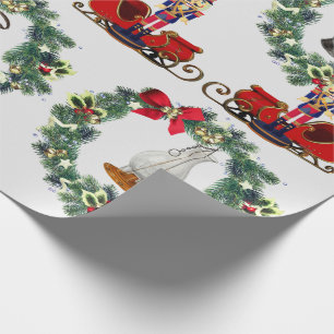 Papier Cadeau Nutcracker Sleigh Vintage Lanternes