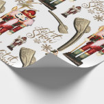 Papier Cadeau Nutcracker Suite Ballerina Christmas Let it Snow<br><div class="desc">Soldats de casse-noix avec de véritables "Nutcrackers et Ballerinas et script "laissez-le neiger" en or</div>