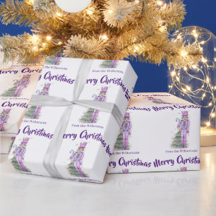 Papier Cadeau Nutcracker Thème personnalisé Nom pourpre Noël