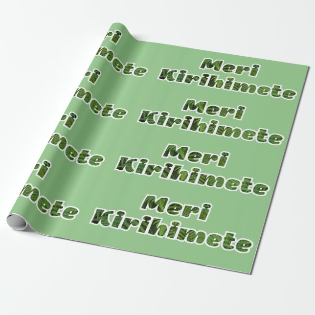 PAPIER CADEAU NZ KIWI XMAS MERI KIRIHIMETE TEXTE VERT NOËL (Déroulé)