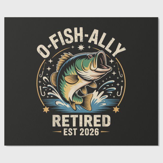 Papier Cadeau O-Fish-Ally Retraité Pêcheur 2026 Pêche (Plat)