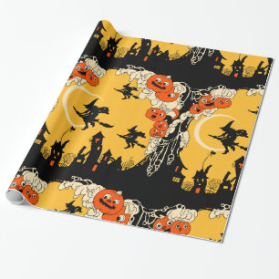 Papier Cadeau O vintage Lanturns de Jack et sorcières de vol