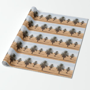 Papier Cadeau Oasis du désert : Paysage des palmiers du Sahara.