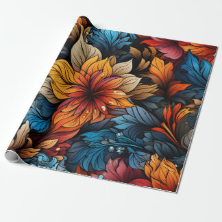 Papier Cadeau Oasis tropicale : Feuilles luxuriants et Hibiscus