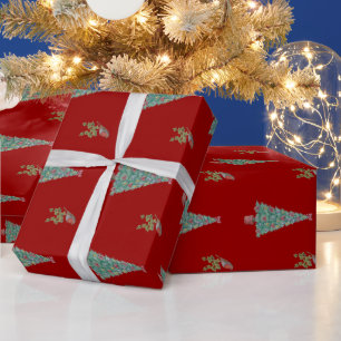 Papier Cadeau objets décorés de noël robin de lierre art sais