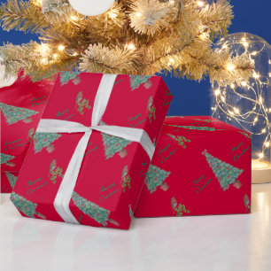 Papier Cadeau objets décorés de noël robin de lierre art sais