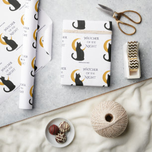 Papier Cadeau Observateur de la nuit - Chat noir d'Halloween