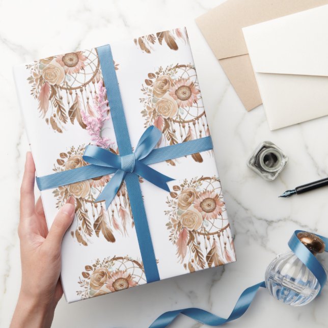 Papier Cadeau Occidental Blue Rose Floral Drecher Anniversaire (Cadeaux)