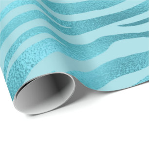 Papier Cadeau Océan bleu Céleste Aqua Tigre métallique Animal