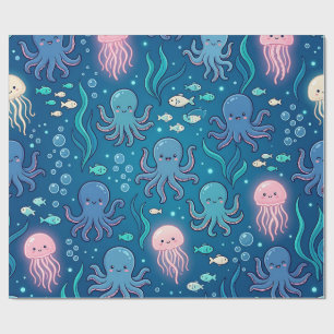 Papier cadeau Ocean Glow Pieuvre & Méduse