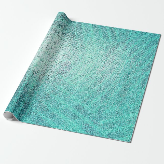 Papier Cadeau Ocean Tiffany Aqua Peinture Grandes Tailles Linen  (Déroulé)